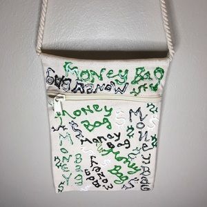 Canvas crossbody money bag.